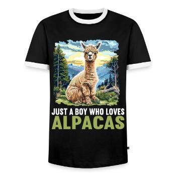 Alpaga Alpagas Alpaga - T-shirt contrasté Homme - noir/blanc - Devant - AI Model Female 172 light (172cm) & AI Model Male 178 light (178cm)