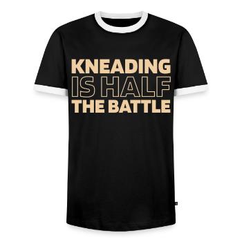 Sauerteig Brot - Männer Kontrast-T-Shirt - Schwarz/Weiß - Vorne - AI Model Female 172 light (172cm) & AI Model Male 178 light (178cm)