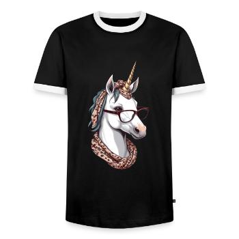 Fière maman licorne maman élégante - T-shirt contrasté Homme - noir/blanc - Devant - AI Model Female 172 light (172cm) & AI Model Male 178 light (178cm)