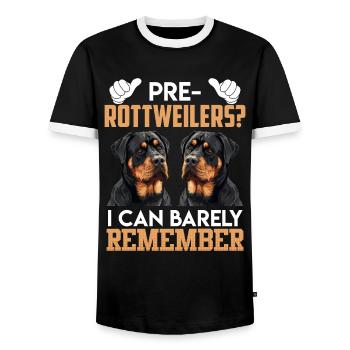 Le propriétaire de Rottie PRE-ROTTWEILER SE SOUVIENT À PEINE - T-shirt contrasté Homme - noir/blanc - Devant - AI Model Female 172 light (172cm) & AI Model Male 178 light (178cm)