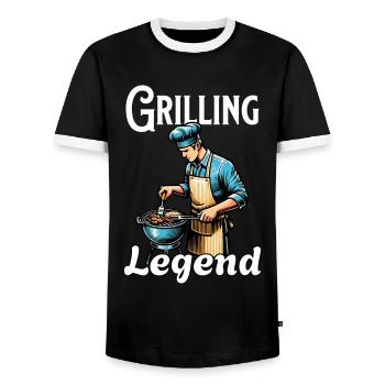 Grilling Legend - Men's Ringer Shirt - black/white - Front - AI Model Female 172 light (172cm) & AI Model Male 178 light (178cm)