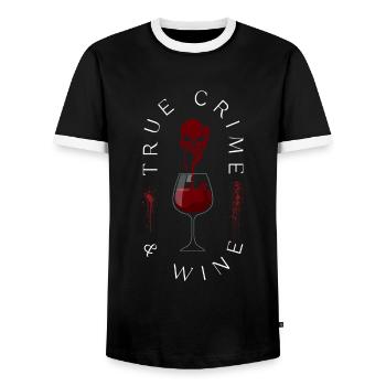 Fans de true crime et de crime de vin - T-shirt contrasté Homme - noir/blanc - Devant - AI Model Female 172 light (172cm) & AI Model Male 178 light (178cm)