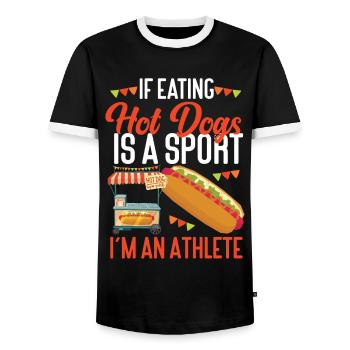 Hot-dog adulte si manger des hot-dogs - T-shirt contrasté Homme - noir/blanc - Devant - AI Model Female 172 light (172cm) & AI Model Male 178 light (178cm)