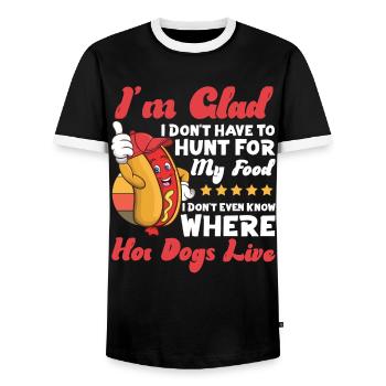 Hot Dog Adult I'm Glad I Don't - Men's Ringer Shirt - black/white - Front - AI Model Female 172 light (172cm) & AI Model Male 178 light (178cm)