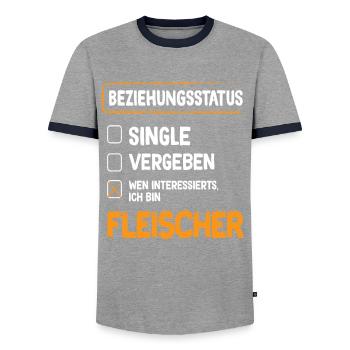 Statut de la relation de boucher Boucher Boucher - T-shirt contrasté Homme - gris/marine  - Devant - AI Model Female 172 light (172cm) & AI Model Male 178 light (178cm)