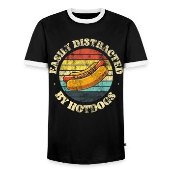 Hot Dog Adult Retro Vintage Easily - Männer Kontrast-T-Shirt - Schwarz/Weiß - Vorne - AI Model Female 172 light (172cm) & AI Model Male 178 light (178cm)