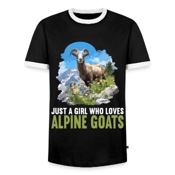 Alpine Goat Mountain Goats Mountain Goat - Men's Ringer Shirt - black/white - Front - AI Model Female 172 light (172cm) & AI Model Male 178 light (178cm)