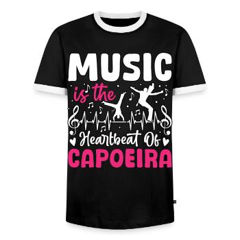 La musique est le cœur de la capoeira - T-shirt contrasté Homme - noir/blanc - Devant - AI Model Female 172 light (172cm) & AI Model Male 178 light (178cm)
