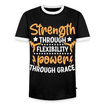La force par la souplesse, la puissance par la grâce - T-shirt contrasté Homme - noir/blanc - Devant - AI Model Female 172 light (172cm) & AI Model Male 178 light (178cm)