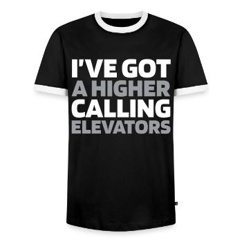 Elevator Elevator - Men's Ringer Shirt - black/white - Front - AI Model Female 172 light (172cm) & AI Model Male 178 light (178cm)