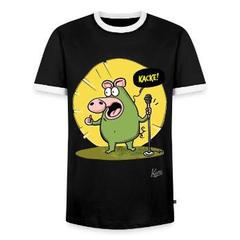 Lustiges Schwein: Comedy und Kacke - Männer Kontrast-T-Shirt - Schwarz/Weiß - Vorne - AI Model Female 172 light (172cm) & AI Model Male 178 light (178cm)