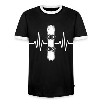 Snowboard heartbeat design: For lovers of the - Men's Ringer Shirt - black/white - Front - AI Model Female 172 light (172cm) & AI Model Male 178 light (178cm)