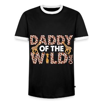 Papa Of The Wild One Birthday Zoo Theme Safari - Men's Ringer Shirt - black/white - Front - AI Model Female 172 light (172cm) & AI Model Male 178 light (178cm)