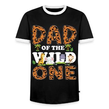 Papa Of The Wild One Anniversaire Zoo Safari à thème - T-shirt contrasté Homme - noir/blanc - Devant - AI Model Female 172 light (172cm) & AI Model Male 178 light (178cm)
