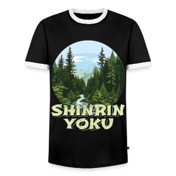 Shinrin Yoku Japanese Art Nature Forest - Männer Kontrast-T-Shirt - Schwarz/Weiß - Vorne - AI Model Female 172 light (172cm) & AI Model Male 178 light (178cm)