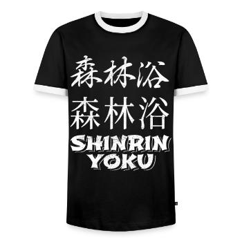 Shinrin Yoku Japanese Art Nature Forest - Männer Kontrast-T-Shirt - Schwarz/Weiß - Vorne - AI Model Female 172 light (172cm) & AI Model Male 178 light (178cm)
