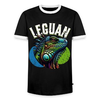 Leguan - Männer Kontrast-T-Shirt - Schwarz/Weiß - Vorne - AI Model Female 172 light (172cm) & AI Model Male 178 light (178cm)
