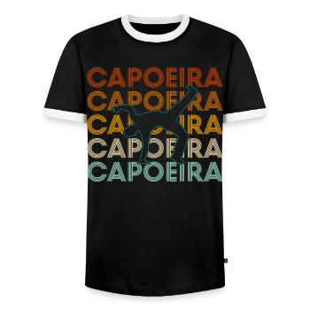 Capoeira - Men's Ringer Shirt - black/white - Front - AI Model Female 172 light (172cm) & AI Model Male 178 light (178cm)