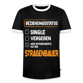 Road Builder Relationship Status Road Construction Occupation - Men's Ringer Shirt - black/white - Front - AI Model Female 172 light (172cm) & AI Model Male 178 light (178cm)