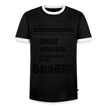 Builder Relationship Status Builder Builder House Construction - Men's Ringer Shirt - black/white - Front - AI Model Female 172 light (172cm) & AI Model Male 178 light (178cm)