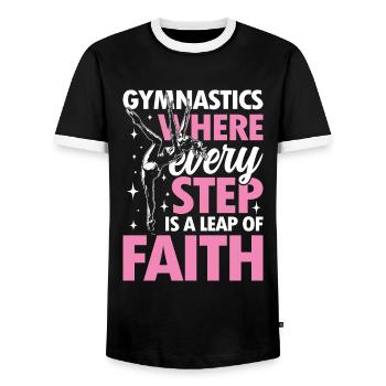 Gymnastics Where Every Step Is A Leap Of Faith - Männer Kontrast-T-Shirt - Schwarz/Weiß - Vorne - AI Model Female 172 light (172cm) & AI Model Male 178 light (178cm)