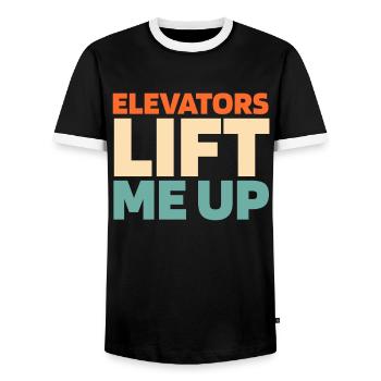 Elevator Elevator - Men's Ringer Shirt - black/white - Front - AI Model Female 172 light (172cm) & AI Model Male 178 light (178cm)