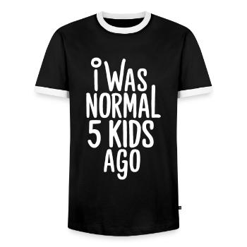 I was normal in front of 5 children - Men's Ringer Shirt - black/white - Front - AI Model Female 172 light (172cm) & AI Model Male 178 light (178cm)