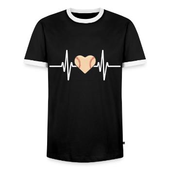 Heartbeat Baseball Heartbeat Love - Men's Ringer Shirt - black/white - Front - AI Model Female 172 light (172cm) & AI Model Male 178 light (178cm)