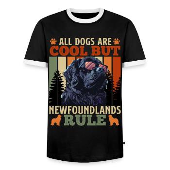 Terre-Neuve TOUS LES CHIENS SONT COOL, MAIS TERRE-NEUVE - T-shirt contrasté Homme - noir/blanc - Devant - AI Model Female 172 light (172cm) & AI Model Male 178 light (178cm)