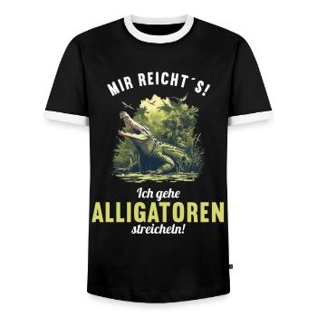Alligatoren Alligator - Männer Kontrast-T-Shirt - Schwarz/Weiß - Vorne - AI Model Female 172 light (172cm) & AI Model Male 178 light (178cm)
