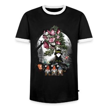 Fairy Tale Fairy Tale Character Gnome Wizard Dwarfs Child - Men's Ringer Shirt - black/white - Front - AI Model Female 172 light (172cm) & AI Model Male 178 light (178cm)