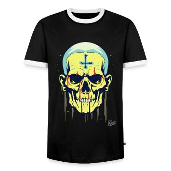 Un crâne de dessin animé cool - T-shirt contrasté Homme - noir/blanc - Devant - AI Model Female 172 light (172cm) & AI Model Male 178 light (178cm)