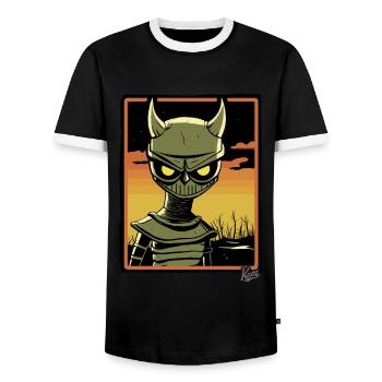 Asian Horror of the Rice Field Devil - Men's Ringer Shirt - black/white - Front - AI Model Female 172 light (172cm) & AI Model Male 178 light (178cm)