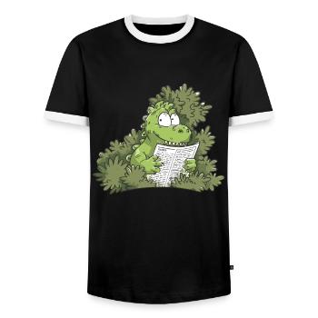 The Humor of Paleontology Dinosaurs - Men's Ringer Shirt - black/white - Front - AI Model Female 172 light (172cm) & AI Model Male 178 light (178cm)