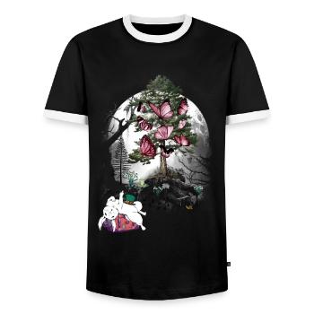 Bunny Bunnies Forest Animals Forest Nature Nature Lover - Men's Ringer Shirt - black/white - Front - AI Model Female 172 light (172cm) & AI Model Male 178 light (178cm)