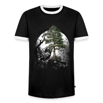 Forest Raven Raven Crow Crow Forest Dweller Dark - Men's Ringer Shirt - black/white - Front - AI Model Female 172 light (172cm) & AI Model Male 178 light (178cm)