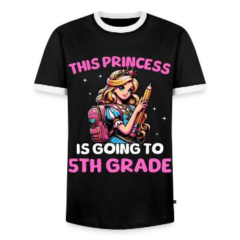 Cette princesse va en 5e année - T-shirt contrasté Homme - noir/blanc - Devant - AI Model Female 172 light (172cm) & AI Model Male 178 light (178cm)