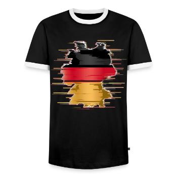 Germany German German GER Almanya Alemania - Men's Ringer Shirt - black/white - Front - AI Model Female 172 light (172cm) & AI Model Male 178 light (178cm)