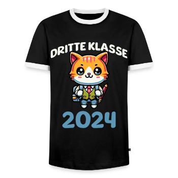 Troisième classe 2024 - T-shirt contrasté Homme - noir/blanc - Devant - AI Model Female 172 light (172cm) & AI Model Male 178 light (178cm)