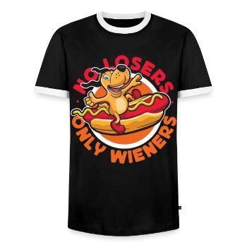 Hot Dog Jeu de mots pour adultes Pas de perdants seulement - T-shirt contrasté Homme - noir/blanc - Devant - AI Model Female 172 light (172cm) & AI Model Male 178 light (178cm)