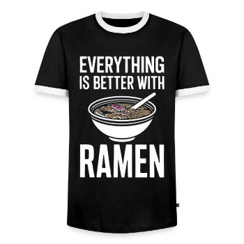 Alles Ist Besser Mit Ramen - Nudelsuppe Liebhaber - Männer Kontrast-T-Shirt - Schwarz/Weiß - Vorne - AI Model Female 172 light (172cm) & AI Model Male 178 light (178cm)