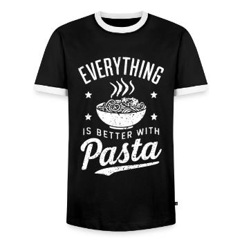 Tout est mieux avec la conception de pâtes pour les pâtes - T-shirt contrasté Homme - noir/blanc - Devant - AI Model Female 172 light (172cm) & AI Model Male 178 light (178cm)