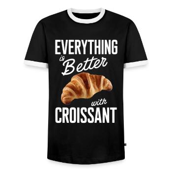 Alles Ist Besser Mit Croissant - Männer Kontrast-T-Shirt - Schwarz/Weiß - Vorne - AI Model Female 172 light (172cm) & AI Model Male 178 light (178cm)