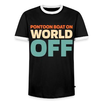 Pontonboot Bateau ponton sur World Off - T-shirt contrasté Homme - noir/blanc - Devant - AI Model Female 172 light (172cm) & AI Model Male 178 light (178cm)