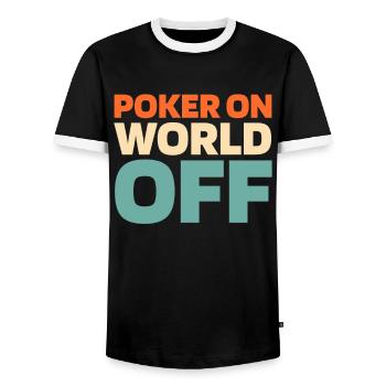 Poker Poker On World Off - Männer Kontrast-T-Shirt - Schwarz/Weiß - Vorne - AI Model Female 172 light (172cm) & AI Model Male 178 light (178cm)