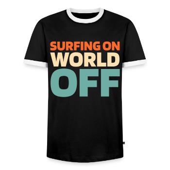 Surfeur Surfen Surfer sur World Off - T-shirt contrasté Homme - noir/blanc - Devant - AI Model Female 172 light (172cm) & AI Model Male 178 light (178cm)
