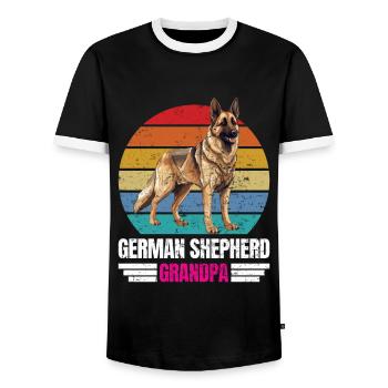 Deutscher Schäferhund GERMAN SHEPHERD GRANDPA - Männer Kontrast-T-Shirt - Schwarz/Weiß - Vorne - AI Model Female 172 light (172cm) & AI Model Male 178 light (178cm)