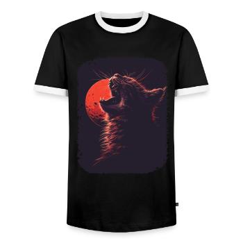 Bezaubernde Katzen mit Mond für alle - Männer Kontrast-T-Shirt - Schwarz/Weiß - Vorne - AI Model Female 172 light (172cm) & AI Model Male 178 light (178cm)