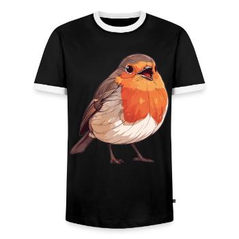 Robin Rotkehlchen - Men's Ringer Shirt - black/white - Front - AI Model Female 172 light (172cm) & AI Model Male 178 light (178cm)