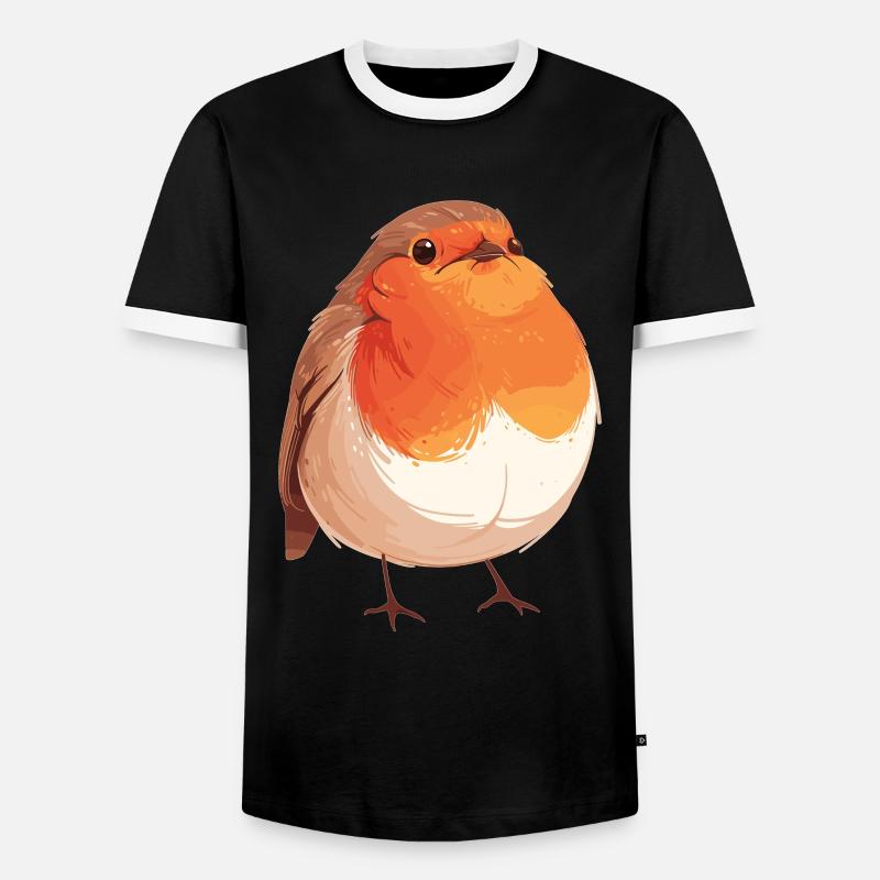 Robin Rotkehlchen - Men's Ringer Shirt - black/white